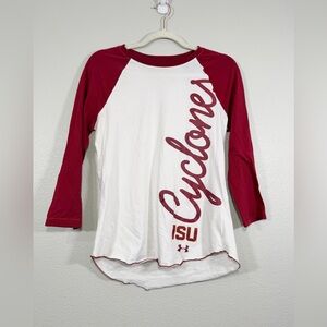 Under Armour Iowa State University Cyclones Shirt Raglan 3/4 Sleeve Red Women S